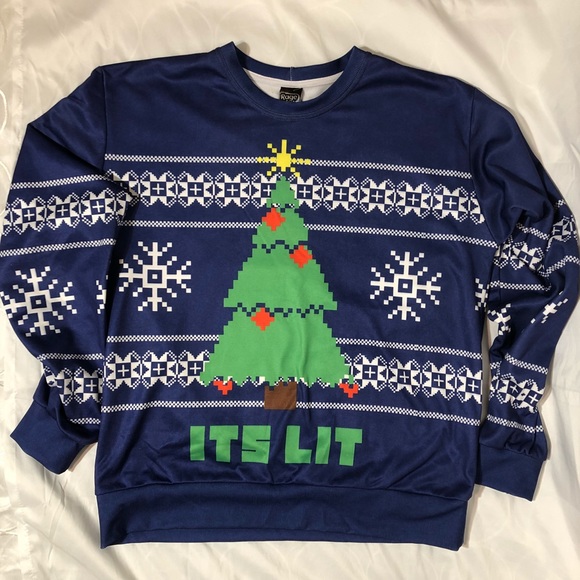 ⬇️RageOn! “ITS LIT” Holiday Christmas Pullover | M - Picture 1 of 7